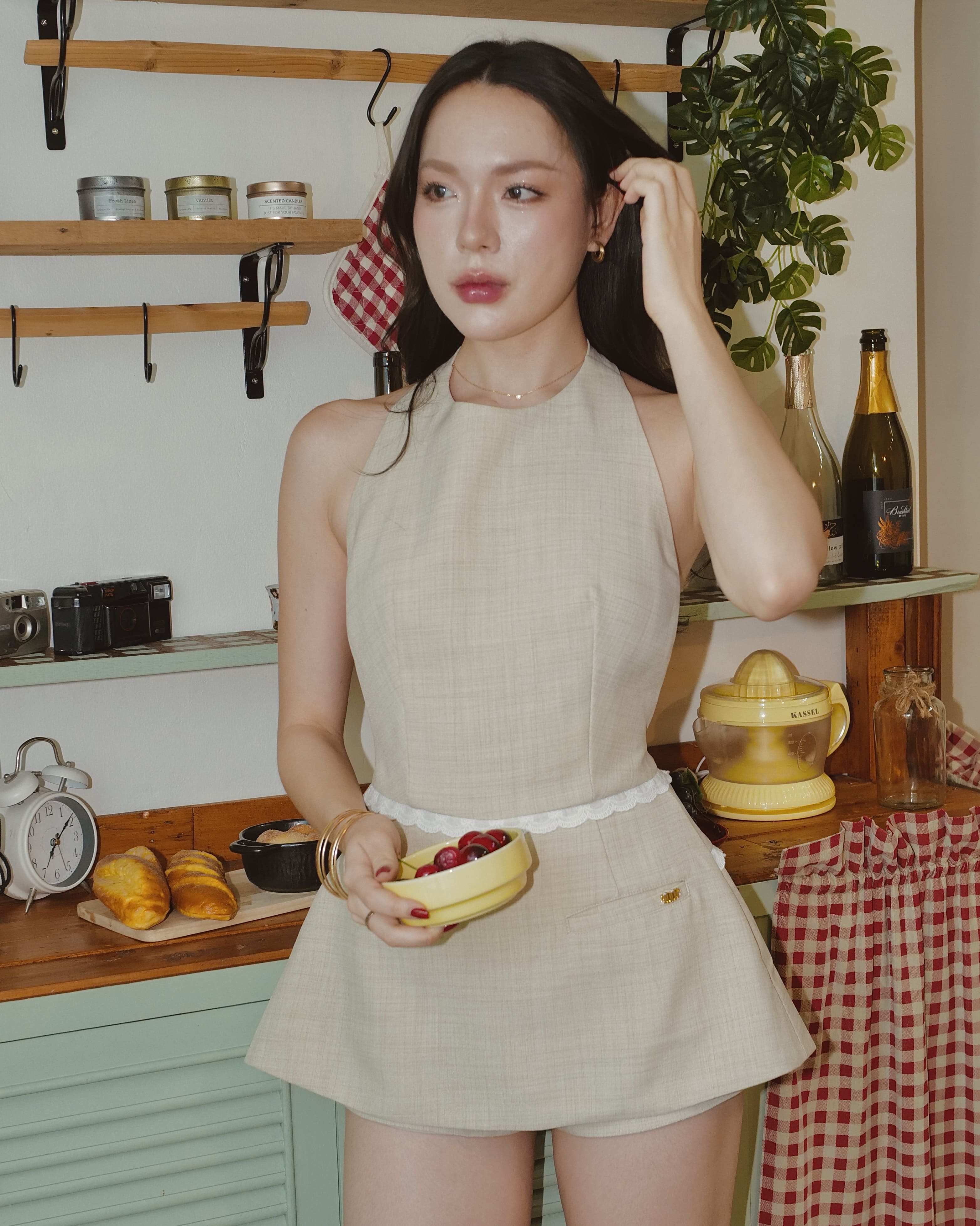 Crush skort playsuit