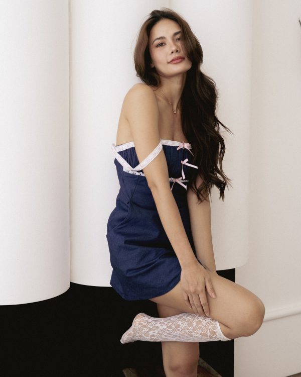 Ribbon denim dress