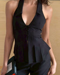 Soleil collar halter top
